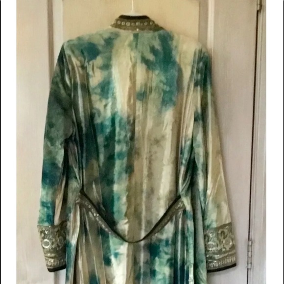 Free People Velvet Duster Tie Dye Bead Embroidery - Picture 7 of 8